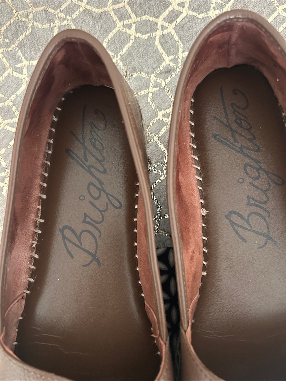 Brighton Brown Leather Espadrille Flats with Logo Medallion - Picture 2 of 4